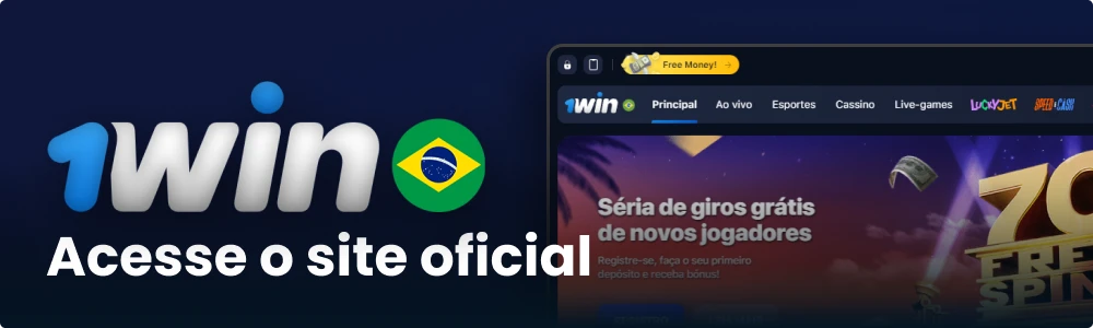 Visite o sítio Web oficial da 1win