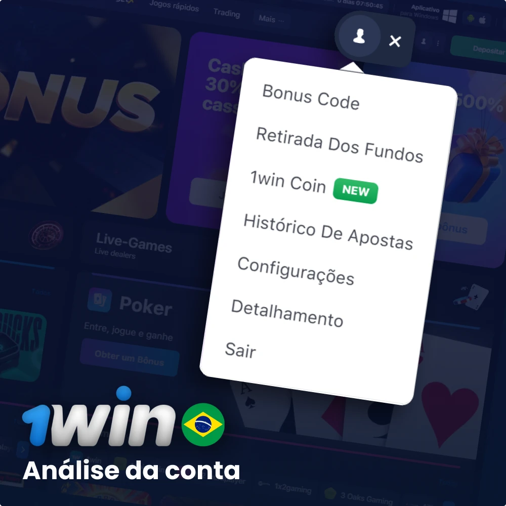 Resumo da conta 1win Brasil