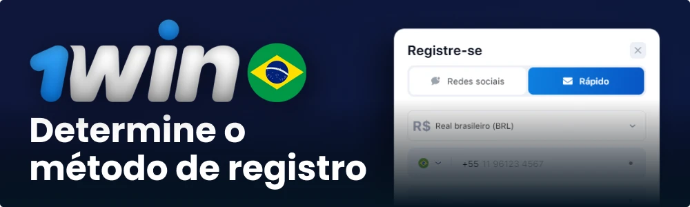 Escolha como se quer registar na 1win