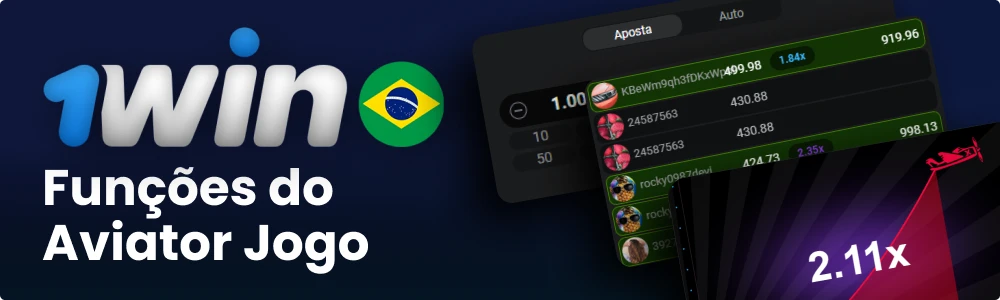 Recursos do jogo Aviator no 1win Brasil